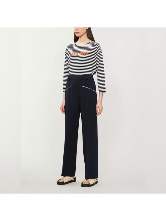 The Kooples Pants - NEW The Kooples Zip Detail Blue Wide-Leg Trousers Pants, Size EU 32 US 0